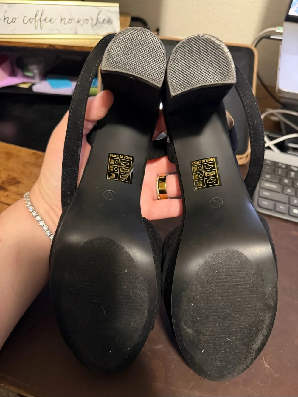 Black Open-Toe Slingback Heels